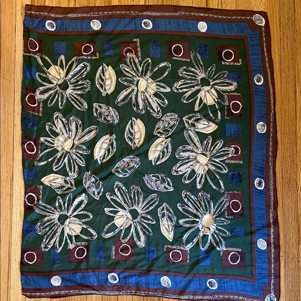 Vintage Silk Floral Patterned Scarf